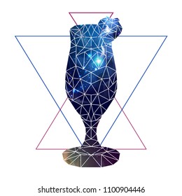 Abstract polygonal tirangle cocktail with open space background 