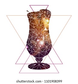 Abstract polygonal tirangle cocktail with open space background 