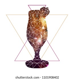 Abstract polygonal tirangle cocktail with open space background 