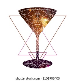Abstract polygonal tirangle cocktail with open space background 