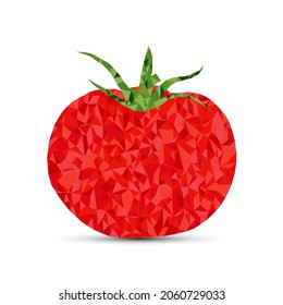 Abstract polygonal tomato vector form of white background. consisting of red color, polygon, lines, and shapes in the form of design.