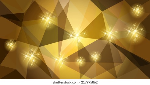 Abstract polygonal transparent background with glowing stars
