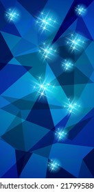 Abstract polygonal transparent background with glowing stars