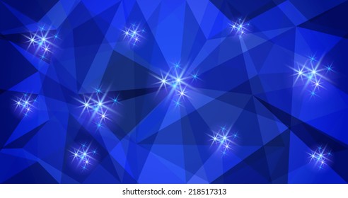 Abstract polygonal transparent background with glowing stars