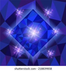 Abstract polygonal transparent background with glowing stars