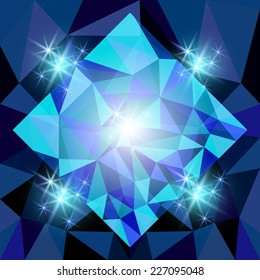 Abstract polygonal transparent background with glowing stars