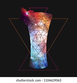 Abstract polygonal triangle cocktail with open space background inside.