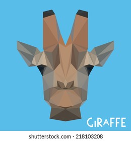 Abstract polygonal triangle graphic giraffe portrait. Vector giraffe icon for use in design card, invitation, banner, book, scrapbook, album etc. Nature, animal, wildlife theme. 