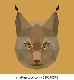 Abstract polygonal triangle graphic lynx portrait. Vector lynx icon for use in design card, invitation, banner, book, scrapbook, album etc. Nature, animal and wildlife theme. 