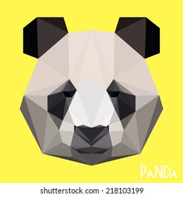 Abstract polygonal triangle graphic panda portrait. Vector panda icon for use in design card, invitation, banner, book, scrapbook, album etc.