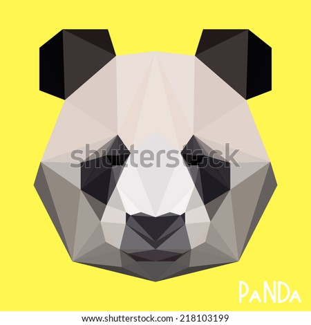 Abstract polygonal triangle graphic panda portrait. Vector panda icon for use in design card, invitation, banner, book, scrapbook, album etc.