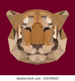 Abstract polygonal triangle graphic tiger portrait. Vector tiger icon for use in design card, invitation, banner, book, scrapbook, album etc. Nature, animal and wildlife theme. 