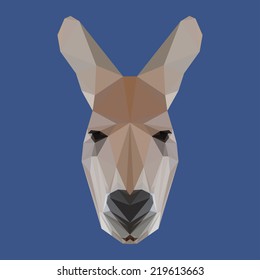 Abstract polygonal triangle kangaroo portrait. Vector graphic kangaroo icon for use in design card, invitation, banner, book, scrapbook, album etc. Nature, animal and wildlife theme. 