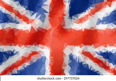 Abstract polygonal triangle UK flag background