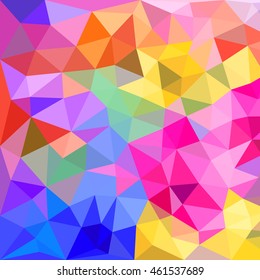 Abstract polygonal triangles background. Colorful vivid background of colored triangles with kaleidoscope effect