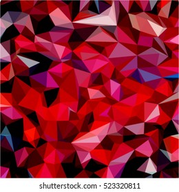 Abstract polygonal triangles of bright red vector illustration. Creative decorative background with geometric designs in the style of origami