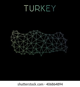 Abstract polygonal Turkey network map design. Map of Turkey network connections. Vector illustration.