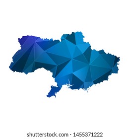 Abstract polygonal Ukraine map. Vector low poly blue color map geometric shape texture. Vector illustration.