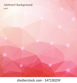 Abstract polygonal vector background. Colored triangles, grid and sparks.