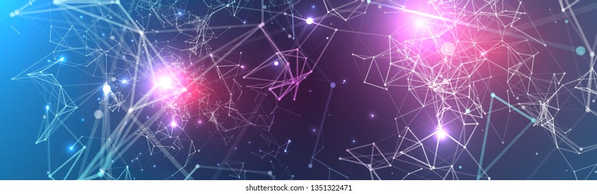Abstract polygonal vector background with connecting dots and lines. Digital data visualization.