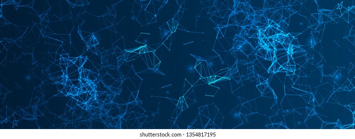 Abstract polygonal vector background with connecting dots and lines. Digital data visualization.