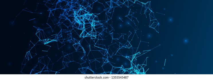 Abstract polygonal vector background with connecting dots and lines. Digital data visualization.