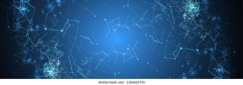 Abstract polygonal vector background with connecting dots and lines. Digital data visualization.