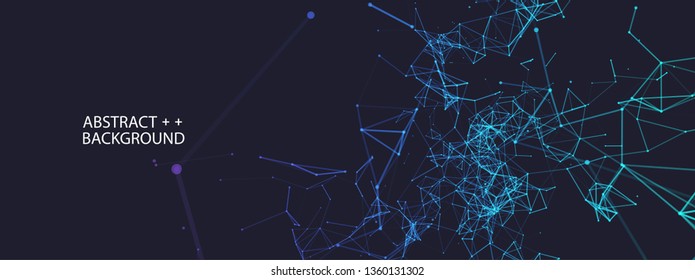 Abstract polygonal vector background with connecting dots and lines. Digital data visualization.
