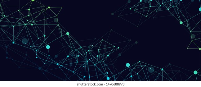 Abstract polygonal vector background with connecting dots and lines. Digital data visualization.