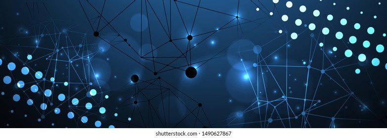 Abstract polygonal vector background with connecting dots and lines. Digital data visualization.