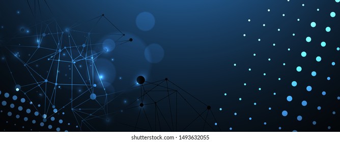 Abstract polygonal vector background with connecting dots and lines. Digital data visualization.
