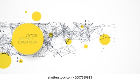 Abstract polygonal vector background with connecting dots and lines. Plexus effect digital data visualization.