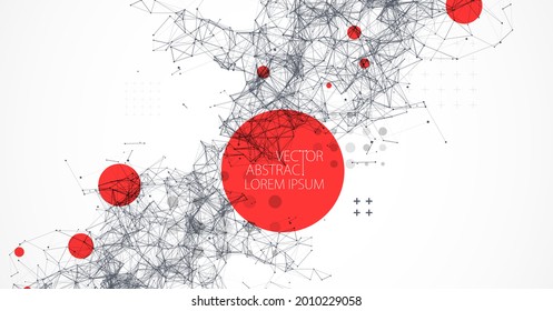 Abstract polygonal vector background with connecting dots and lines. Plexus effect digital data visualization.