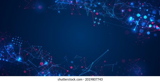 Abstract polygonal vector background with connecting dots and lines. Plexus effect digital data visualization.