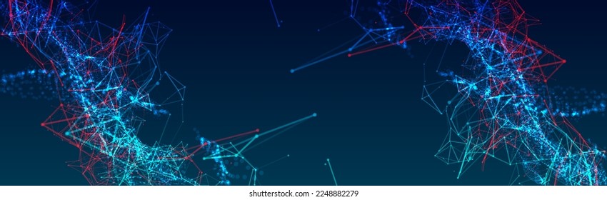 Abstract polygonal vector background with connecting dots and lines. Template for science and technology presentation. Plexus style.