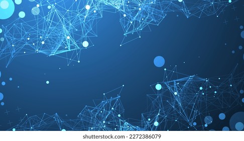 Abstract polygonal vector background with connecting dots and lines. Template for science and technology presentation. Plexus style.