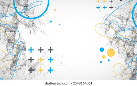 Abstrato fundo de vetor poligonal com pontos e linhas de conexão. Visualização de dados digitais. Mão desenhada.