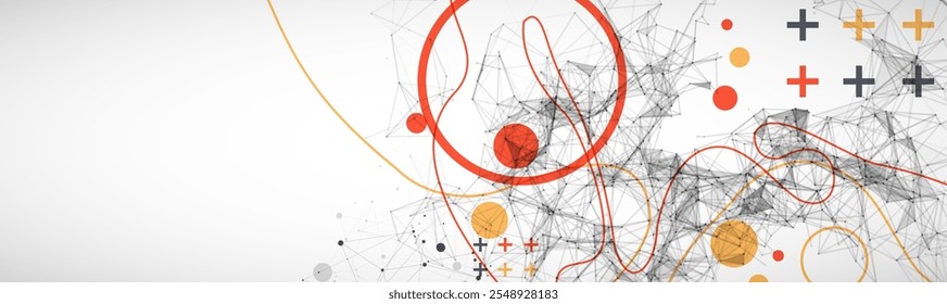 Abstrato fundo de vetor poligonal com pontos e linhas de conexão. Visualização de dados digitais. Mão desenhada.