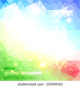 Abstract polygonal vector background. Summer colors.