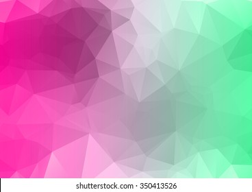 Abstract polygonal vector background.Pink and green geometric low poly illustration. Creative design template.