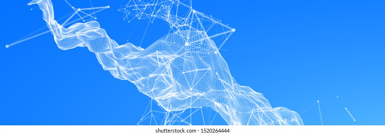 Abstract polygonal vector science background with connecting dots and lines.