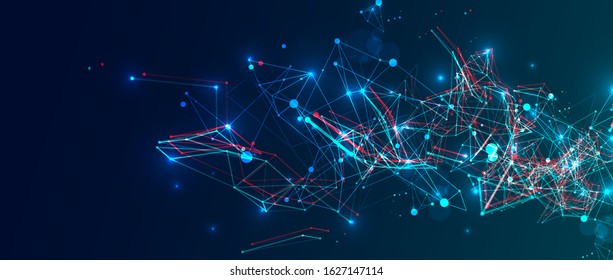 Abstract polygonal vector science background with connecting dots and lines.