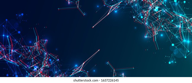 Abstract polygonal vector science background with connecting dots and lines.