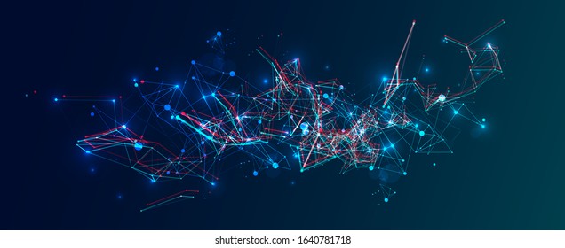 Abstract polygonal vector science background with connecting dots and lines.