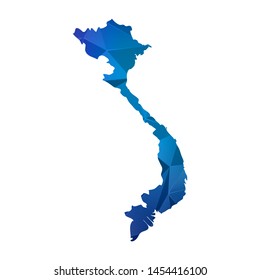 Abstract polygonal Vietnam map. Vector low poly color blue map geometric shape texture. Vector illustration.