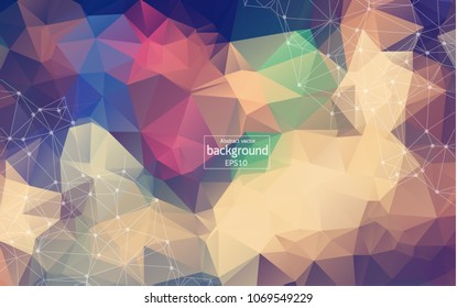Abstract polygonal Vintage background with connected dots and lines, connection structure, futuristic hud background, vector illustration