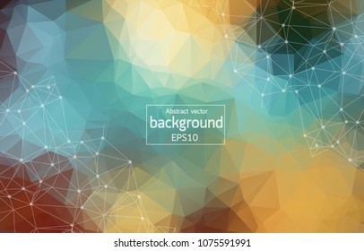 Abstract polygonal Vintage background with connected dots and lines, connection structure, futuristic hud background, vector illustration