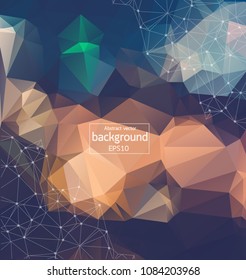 Abstract polygonal Vintage background with connected dots and lines, connection structure, futuristic hud background, vector illustration