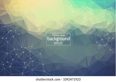 Abstract polygonal Vintage background with connected dots and lines, connection structure, futuristic hud background, vector illustration