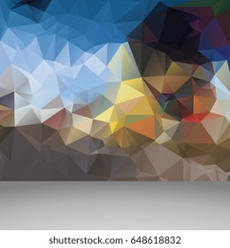Abstract polygonal wall on background. Geometric mosaic of triangles. Vector illustration